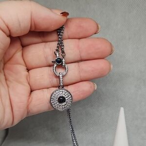 Elegant Silver and Black Pendant Necklace